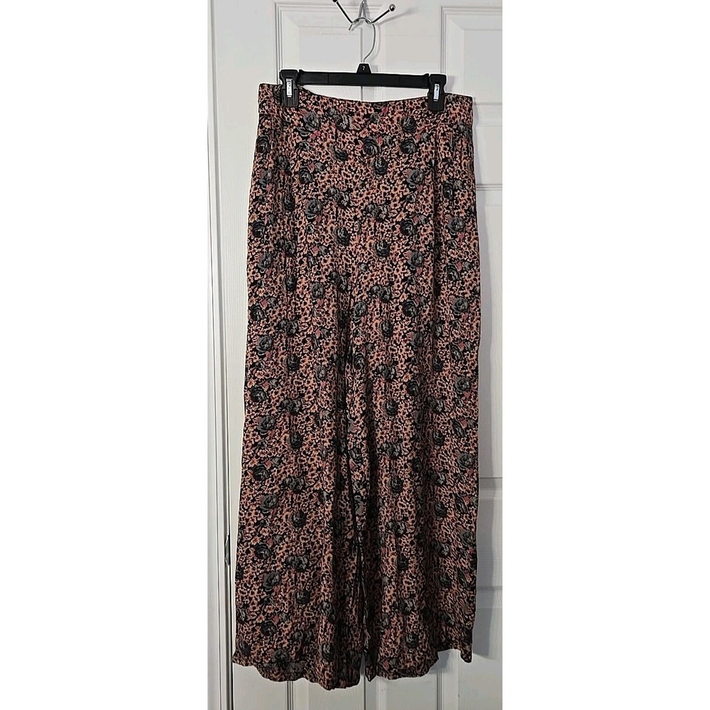 Angje Womans Black Floral Palazzo Pants Size Medium